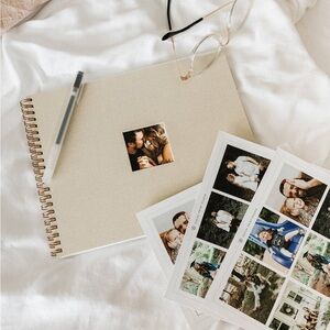 social print studio photo scrapbook & sticker set - eggshell linen / sage /blue